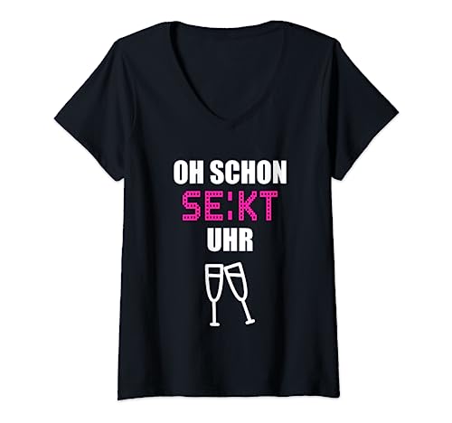 Damen Oh schon Sekt Uhr - Beste Freundinnen Geschenk T-Shirt mit V-Ausschnitt Damen Oh schon Sekt Uhr - Beste Freundinnen Geschenk T-Shirt mit V-Ausschnitt von Lästerschwestern Geschenkidee für die Freundin