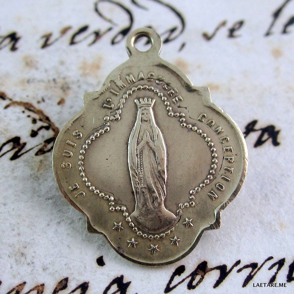 Antike Messing Medaille Unserer Lieben Frau Von Lourdes - Religiöse Frankreich von LaetareRejoice
