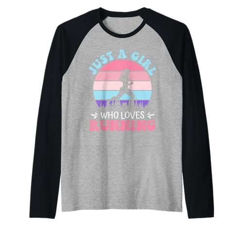 Läuferin JUST A GIRL WHO LOVES RUNNING Lustig Joggen Raglan von Läuferin Geschenk Joggen Shirt Laufen Frauen