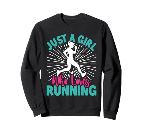 Läuferin JUST A GIRL WHO LOVES RUNNING Lustig Marathon Sweatshirt von Läuferin Geschenk Joggen Shirt Laufen Frauen