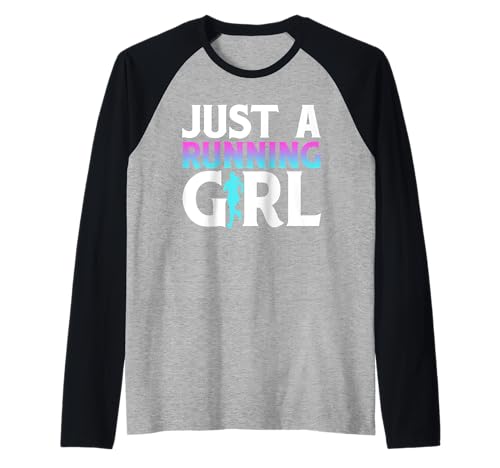 Läuferin JUST A RUNNING GIRL Laufen Lustiges Joggerin Raglan von Läuferin Geschenk Joggen Shirt Laufen Frauen