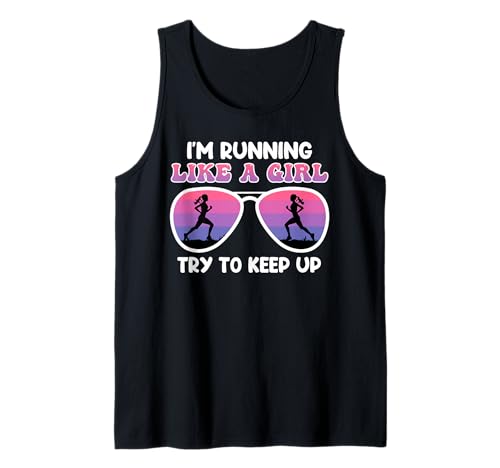 Läuferin RUNNING LIKE A GIRL TRY TO KEEP UP Lustig Laufen Tank Top von Läuferin Geschenk Joggen Shirt Laufen Frauen