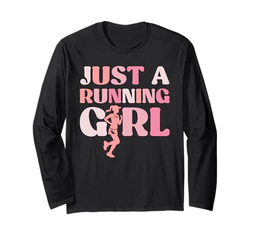 Laufen JUST A RUNNING GIRL Läuferin Lustiges Joggerin Langarmshirt von Läuferin Geschenk Joggen Shirt Laufen Frauen
