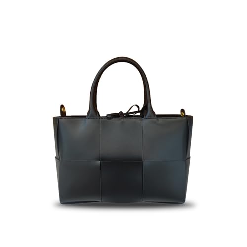 Elegante Handtasche aus Rindsleder, handgewebt, große Schultertasche für Pendler, Schwarz Elegante Handtasche aus Rindsleder, handgewebt, große Schultertasche für Pendler, Schwarz von Laeuokie