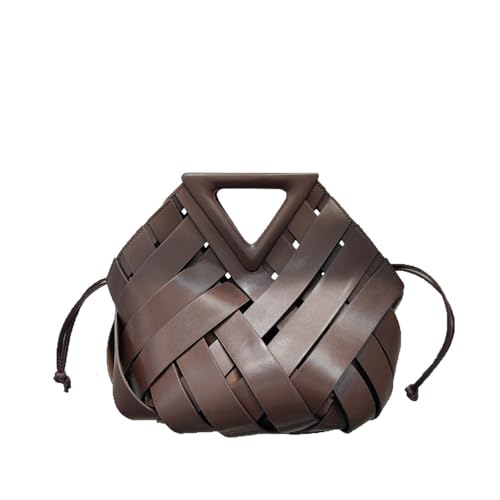 Gewebte Tote Handtasche für Frauen - Stilvolle umgekehrte Dreieck-Hohle Crossbody und Umhängetasche, Kaffeefarben Gewebte Tote Handtasche für Frauen - Stilvolle umgekehrte Dreieck-Hohle Crossbody und Umhängetasche, Kaffeefarben von Laeuokie