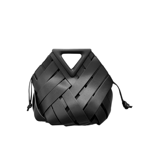 Gewebte Tote Handtasche für Frauen - Stilvolle umgekehrte Dreieck-Hohle Crossbody und Umhängetasche, Schwarz Gewebte Tote Handtasche für Frauen - Stilvolle umgekehrte Dreieck-Hohle Crossbody und Umhängetasche, Schwarz von Laeuokie