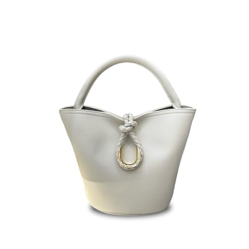 Laeuokie Gewebte Eimertasche aus echtem Leder für Damen mit Knotenverschluss – vielseitige Hand-, Schulter- und Crossbody-Tasche, Einfarbiges Gewebe, weiß, 9.45" L x4.72" W x 7.09" H Laeuokie Gewebte Eimertasche aus echtem Leder für Damen mit Knotenverschluss – vielseitige Hand-, Schulter- und Crossbody-Tasche, Einfarbiges Gewebe, weiß, 9.45" L x4.72" W x 7.09" H von Laeuokie