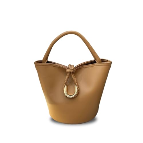 Laeuokie Gewebte Eimertasche aus echtem Leder für Damen mit Knotenverschluss – vielseitige Hand-, Schulter- und Crossbody-Tasche, Einfarbiges Karamell, 9.45" L x4.72" W x 7.09" H, Gewebt Laeuokie Gewebte Eimertasche aus echtem Leder für Damen mit Knotenverschluss – vielseitige Hand-, Schulter- und Crossbody-Tasche, Einfarbiges Karamell, 9.45" L x4.72" W x 7.09" H, Gewebt von Laeuokie