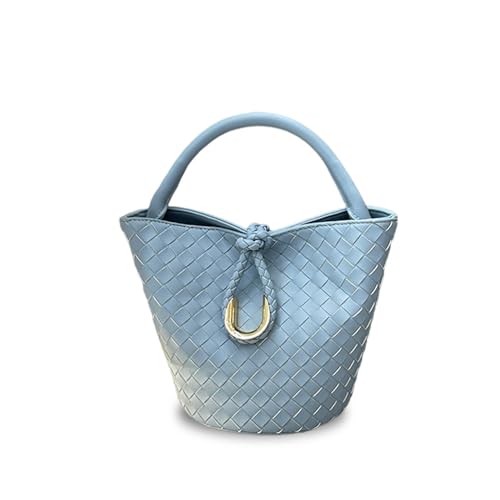 Laeuokie Gewebte Eimertasche aus echtem Leder für Damen mit Knotenverschluss – vielseitige Hand-, Schulter- und Crossbody-Tasche, Gewebt, hellblau, 9.45" L x4.72" W x 7.09" H, Einfarbiges Gewebe Laeuokie Gewebte Eimertasche aus echtem Leder für Damen mit Knotenverschluss – vielseitige Hand-, Schulter- und Crossbody-Tasche, Gewebt, hellblau, 9.45" L x4.72" W x 7.09" H, Einfarbiges Gewebe von Laeuokie
