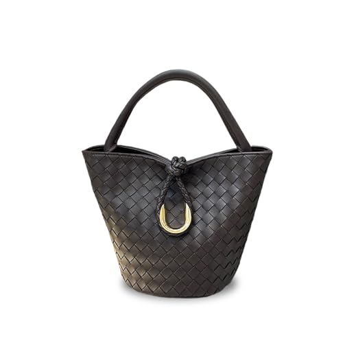 Laeuokie Gewebte Eimertasche aus echtem Leder für Damen mit Knotenverschluss – vielseitige Hand-, Schulter- und Crossbody-Tasche, Gewebter Kaffee, 9.45" L x4.72" W x 7.09" H Laeuokie Gewebte Eimertasche aus echtem Leder für Damen mit Knotenverschluss – vielseitige Hand-, Schulter- und Crossbody-Tasche, Gewebter Kaffee, 9.45" L x4.72" W x 7.09" H von Laeuokie