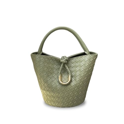 Laeuokie Gewebte Eimertasche aus echtem Leder für Damen mit Knotenverschluss – vielseitige Hand-, Schulter- und Crossbody-Tasche, Gewebtes Travertingrün, 9.45" L x4.72" W x 7.09" H, Gewebt Laeuokie Gewebte Eimertasche aus echtem Leder für Damen mit Knotenverschluss – vielseitige Hand-, Schulter- und Crossbody-Tasche, Gewebtes Travertingrün, 9.45" L x4.72" W x 7.09" H, Gewebt von Laeuokie