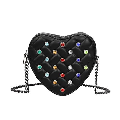 Umhängetasche für Damen, herzförmig, Diamanten, PU-Leder Umhängetasche für Damen, herzförmig, Diamanten, PU-Leder von Laeuokie