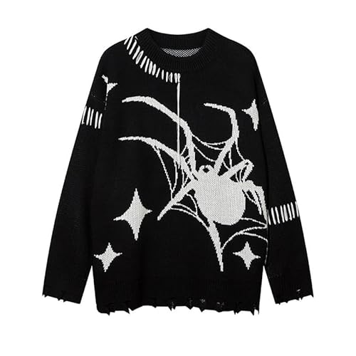 Lafaguw Nette Pullover Y2k Tops Crewneck Grafik Pullover Frauen Ästhetische Y2k Kleidung Männer Vintage Pullover Goth Y2k Outfits, Schwarz, XL von Lafaguw