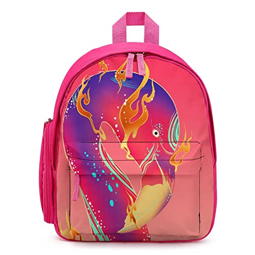 Süße Kinder Schulrucksack Kleine Schultasche Schulranzen mit Breiten Schultergurten für Mädchen Jungen Flamingo-Flamme von LafalPer