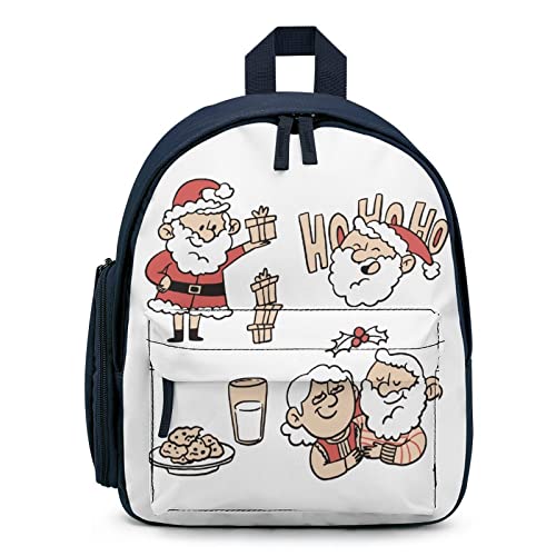 Süße Kinder Schulrucksack Kleine Schultasche Schulranzen mit Breiten Schultergurten für Mädchen Jungen Weihnachtsmann glücklich von LafalPer