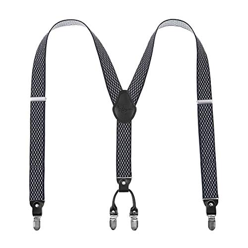 Lafayon Hosenträger Herren mit 4 Clips, Y-Back 3,5 cm Breit Hosenträger Heavy Duty Verstellbar und Elastisch mit Starken Metallclips von Lafayon
