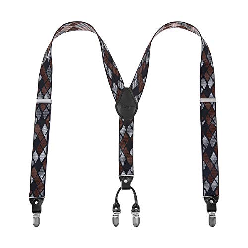 Lafayon Hosenträger Herren mit 4 Clips, Y-Back 3,5 cm Breit Hosenträger Heavy Duty Verstellbar und Elastisch mit Starken Metallclips von Lafayon