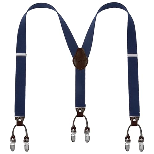 Lafayon Hosenträger Herren mit 6 Clips, Y-Back 3,5 cm Breit Hosenträger Heavy Duty Verstellbar und Elastisch mit Starken Metallklammern und Geschenkverpackung von Lafayon