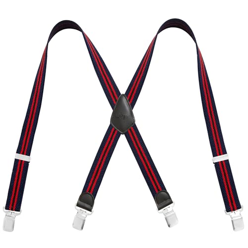 Lafayon Hosenträger für Herren mit 4 Clips, X-Back 4 cm Breit Heavy Duty Verstellbar und Elastisch mit Strapazierfähigen Metallclips von Lafayon