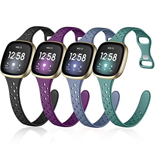 Laffav Armbänder kompatibel mit Fitbit Versa 3/Versa 4 Bändern/Fitbit Sense Bands für Damen und Herren, schmales weiches Silikon-Sportarmband, Ersatzarmband (klein, Laffav Armbänder kompatibel mit Fitbit Versa 3/Versa 4 Bändern/Fitbit Sense Bands für Damen und Herren, schmales weiches Silikon-Sportarmband, Ersatzarmband (klein, von Laffav