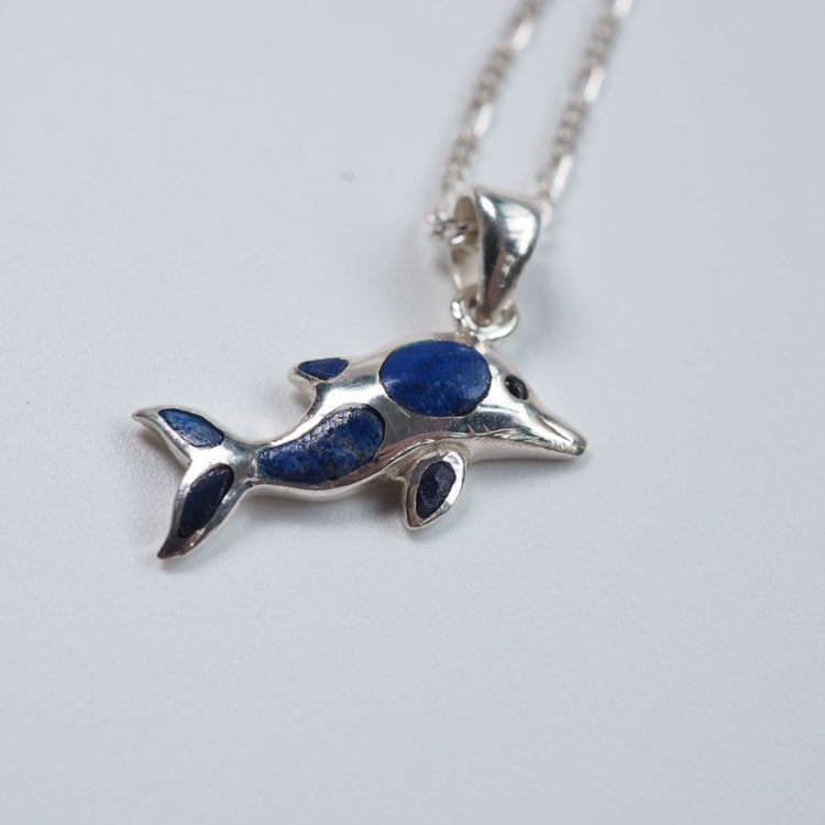 Delphin 925 Sterlingsilber Anhänger Halskette Mit Natürlichem Lapis Lazuli Inlay, Ssp008 Delphin 925 Sterlingsilber Anhänger Halskette Mit Natürlichem Lapis Lazuli Inlay, Ssp008 von Laflorajewelryco