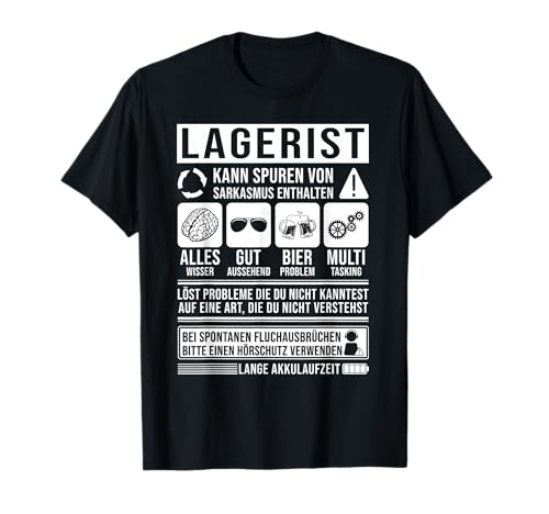 Lagerist Spruch T-Shirt, Herren, Unisex-Jugendliche, Männer, Kurzarm, T-Shirt, Schwarz, S Lagerist Spruch T-Shirt, Herren, Unisex-Jugendliche, Männer, Kurzarm, T-Shirt, Schwarz, S von Lagerist Spruch