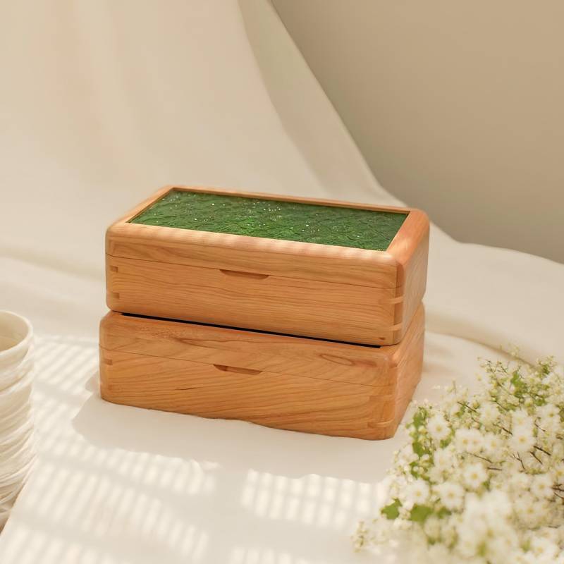Portable Green Jewelry Box, Ear Studs Rings Cherry Wood Flower Glass Custom Ring Storage Case, Bridal Wedding Box Birthday Gift Portable Green Jewelry Box, Ear Studs Rings Cherry Wood Flower Glass Custom Ring Storage Case, Bridal Wedding Box Birthday Gift von LagoHFs