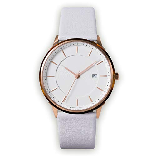 Lagom BÖRJA Swiss Quarz-Stahl IP Gold Rosa Acetat Schildkröte Weiß Leder Datum Uhr Unisex Lagom BÖRJA Swiss Quarz-Stahl IP Gold Rosa Acetat Schildkröte Weiß Leder Datum Uhr Unisex von Lagom Watches