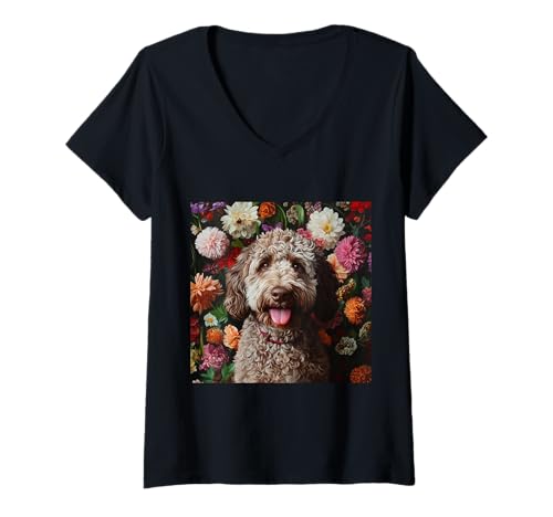 Damen Lagotto Romagnolo Hund T-Shirt mit V-Ausschnitt Damen Lagotto Romagnolo Hund T-Shirt mit V-Ausschnitt von Lagotto Romagnolo Dogs - Lagotto Romagnolo Dog