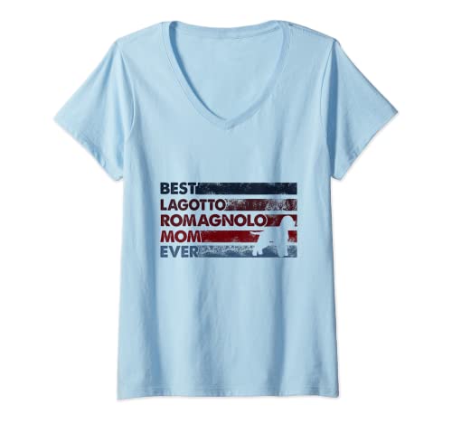 Damen Best Dog Mom Ever – Mutter Lagotto Romagnolo T-Shirt mit V-Ausschnitt Damen Best Dog Mom Ever – Mutter Lagotto Romagnolo T-Shirt mit V-Ausschnitt von Lagotto Romagnolo Gift for Women & Mom