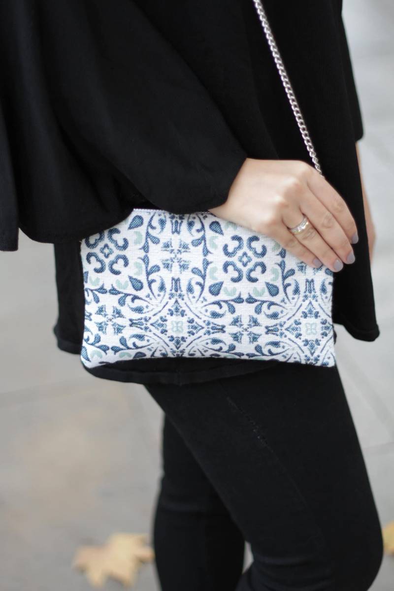 Boho Chic Schultertasche Azteken-Fliese, Goldkettengriff von LagutShop