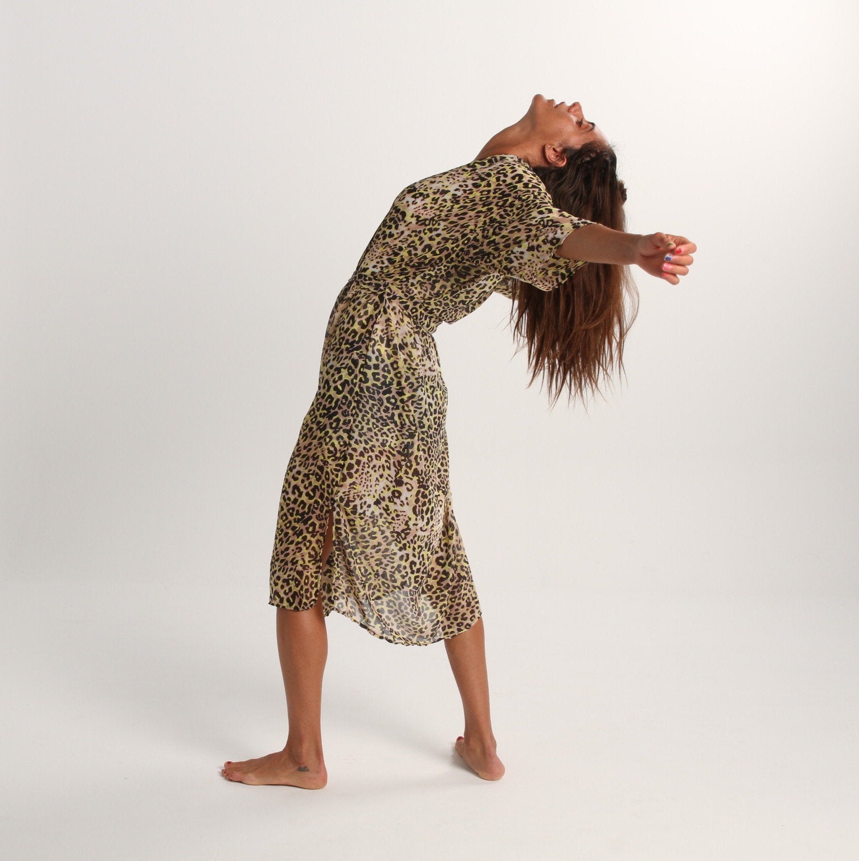 Leopard Print Kimono - Handgefertigter Boho Chic Gelb Erdtöne Kimono von LagutShop