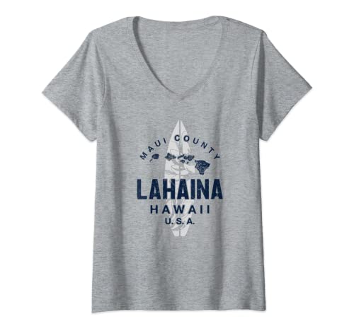 Damen Lahaina Maui Hawaii Vintage Hawaiian Islands Surf T-Shirt mit V-Ausschnitt Damen Lahaina Maui Hawaii Vintage Hawaiian Islands Surf T-Shirt mit V-Ausschnitt von Lahaina Maui Hawaii Surfing