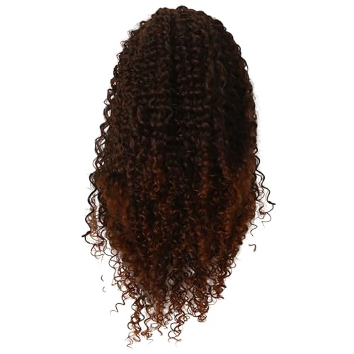 Lahdrhab Europäische und Amerikanische Frauen 16 Lockiges Haar Chemiefaser Kleine Fläche Handgewebte Perücke Braune Damen-Lace-Front-Perücken von Lahdrhab
