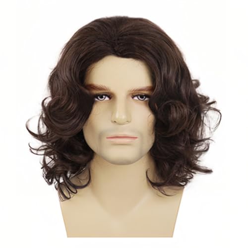 Lahdrhab Herren Kurze Lockige Braune Perücke Halloween Cosplay Perücke Anime Kostüm Perücke von Lahdrhab