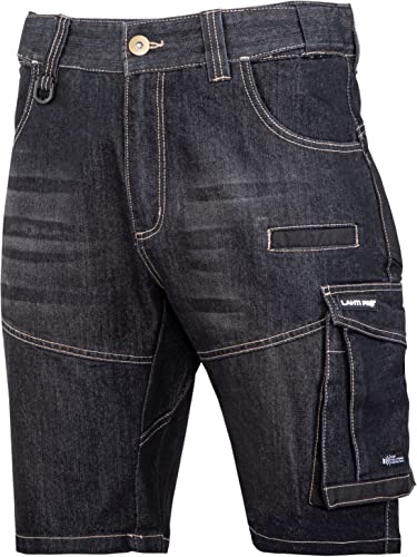 Lahti PRO Herren Jeans Cargo Herren-Arbeitsshorts Shorts | Größe: 2XL | Farbe: Schwarz | Arbeitshose Sommer für Männer | Kurze Arbeitshosen | Hose aus Baumwolle | EN ISO 13688 | mit Werkzeug-Taschen von Lahti PRO