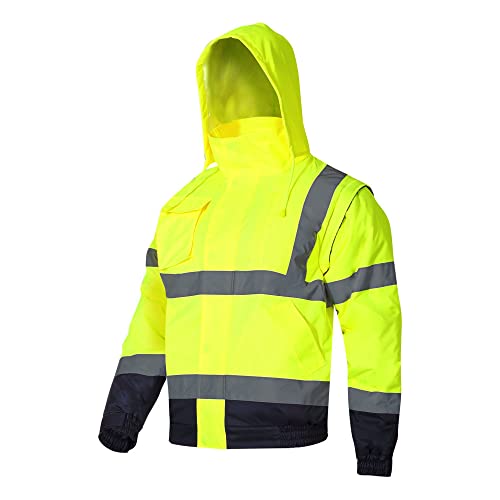 Lahti PRO Herren Warnschutzjacke | Größe: L | Farbe: Gelb | Winter Arbeitsjacke | Warnjacke | Wasserdicht | Winddicht | Reflexstreifen | Isoliert | 2in1 Ärmellose | EN ISO 13688 | EN ISO 20471 von Lahti PRO