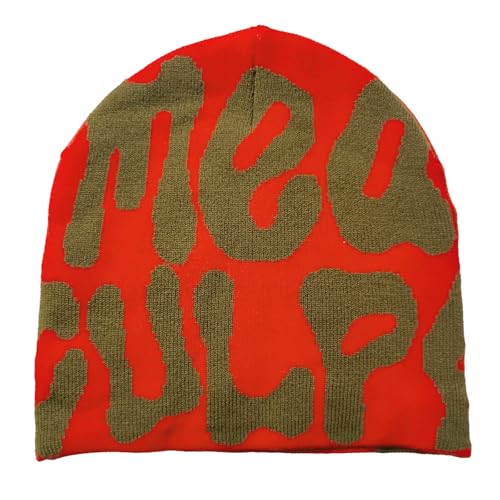 Beanie Mütze Herren Damen Winter Warme Mützen Stricken Cap Wintermütze Klassische Mode Longbeanie perfekt für Frühling Herbst Orange von Lahviuu