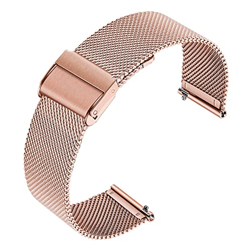 Lahviuu Metall Uhrenarmbänder, Smart Watch Herren, Edelstahl Armbänder Schnellspanner Uhrenarmband fur Herren und Damen Smartwatch und Traditionelle Uhr Doppelschnalle 20mm Roségold von Lahviuu