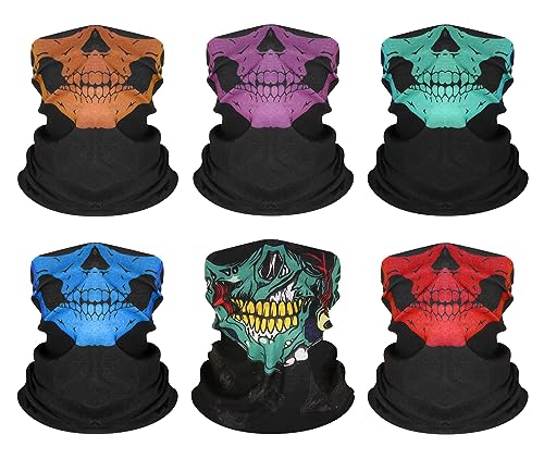 Multifunktionstuch Schlauchschal,6 Stück Halstuch Herren Bandana Kopftuch Sturmhaube Schlauchtuch Elastiche Multifunktion Stirnband,für Motorrad Laufen Wandern Radfahren Skifahren von Lahviuu