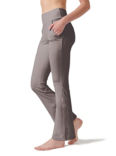 LaiEr Damen Yogahose, Fitness Hosen, Home Casual Hosen mit 4 Taschen, Hohe Taille Arbeitshose, 4-Wege elastische Enge Bauchhose Lange Schlaghose(S) von LaiEr