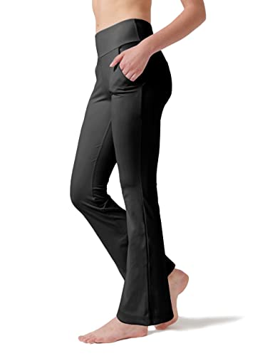 LaiEr Damen Yogahose, Fitness Hosen, Home Casual Hosen mit 4 Taschen, Hohe Taille Arbeitshose, 4-Wege elastische Enge Bauchhose Lange Schlaghose(XL) von LaiEr