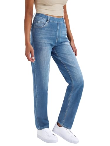 LaiEr Damen hohe Stretch Yoga Jeans,Skinny und Hüfte Heben Pull on Sweatpants,Weiche und Bequeme Slight Bootcut Hose für Sport und Fitness Workout,Fashionable und Casual Match.(LightBlueM) von LaiEr