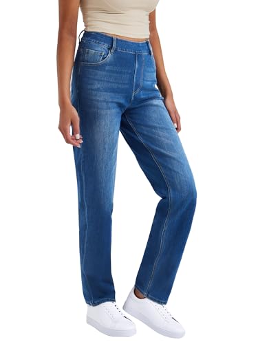 LaiEr Damen hohe Stretch Yoga Jeans,Skinny und Hüfte Heben Pull on Sweatpants,Weiche und Bequeme Slight Bootcut Hose für Sport und Fitness Workout,Fashionable und Casual Match.(MidBlueL) von LaiEr