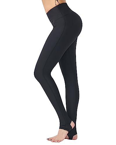 LaiEr Womens Stirrup Leggings Strumpfhosen Gym Yoga Workout Hosen Hohe Taille Bauchkontrolle Sporthose (Black,XX-Large) von LaiEr