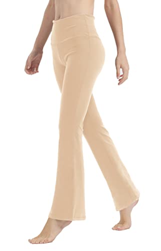 LaiEr Yogahose für Damen, Bauchkontrolle, Workout, Bootleg-Hose, hohe Taille, 4-Wege-Stretch-Hose mit Innentaschen(Khaki,Medium) von LaiEr