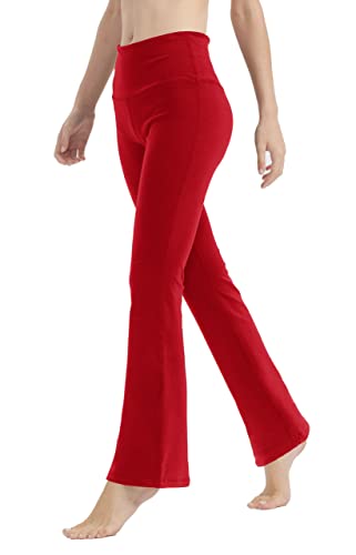 LaiEr Yogahose für Damen, Bauchkontrolle, Workout, Bootleg-Hose, hohe Taille, 4-Wege-Stretch-Hose mit Innentaschen(Red,X-Small) von LaiEr