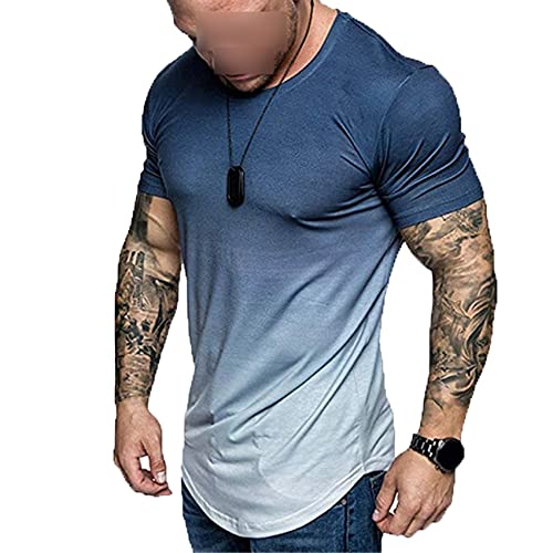 Summer New Herren Gradient Kurzarm T-Shirt Modedruck Rundhals Top von LaiYuTing