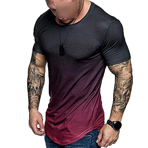 Summer New Herren Gradient Kurzarm T-Shirt Modedruck Rundhals Top von LaiYuTing