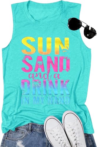 Damen-Tanktop mit Aufschrift "No One Likes A Shady Beach", Sommer-T-Shirt, lustige Grafik, locker, ärmellos, Urlaubshemd, Sun Mint Green, X-Groß Damen-Tanktop mit Aufschrift "No One Likes A Shady Beach", Sommer-T-Shirt, lustige Grafik, locker, ärmellos, Urlaubshemd, Sun Mint Green, X-Groß von Laibao